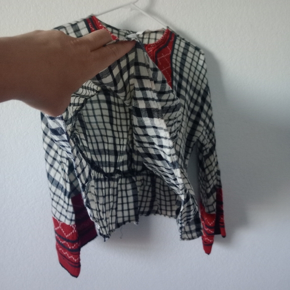 Zara Women's Embroidery Top Blouse Black and White Plaid size Medium - Picture 7 of 11